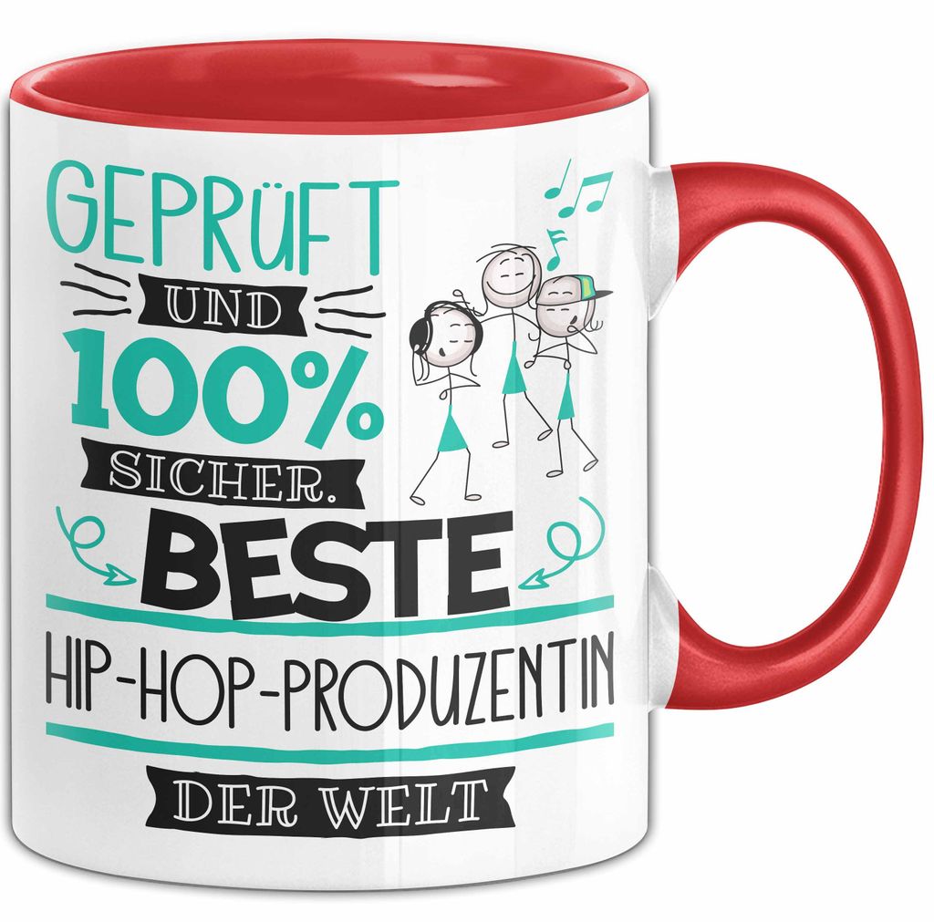 Beste Hip-Hop-Produzentin Der Welt Tasse Geschenk für Eine Hip-Hop-Produzentin Und Sicher Geschenkidee Geburtstag Weihnachten (Rot)