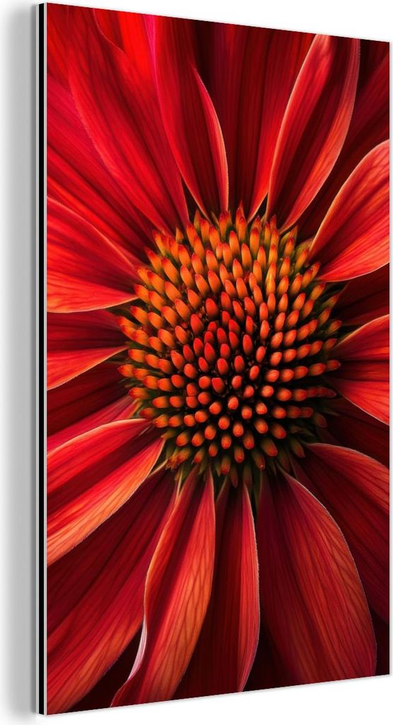 MuchoWow Wanddekoration Metall Metallbild Wandkunst 100x150 cm Nahaufnahme - Blume - Rot MuchoWow Aluminium Gemälde - Bild
