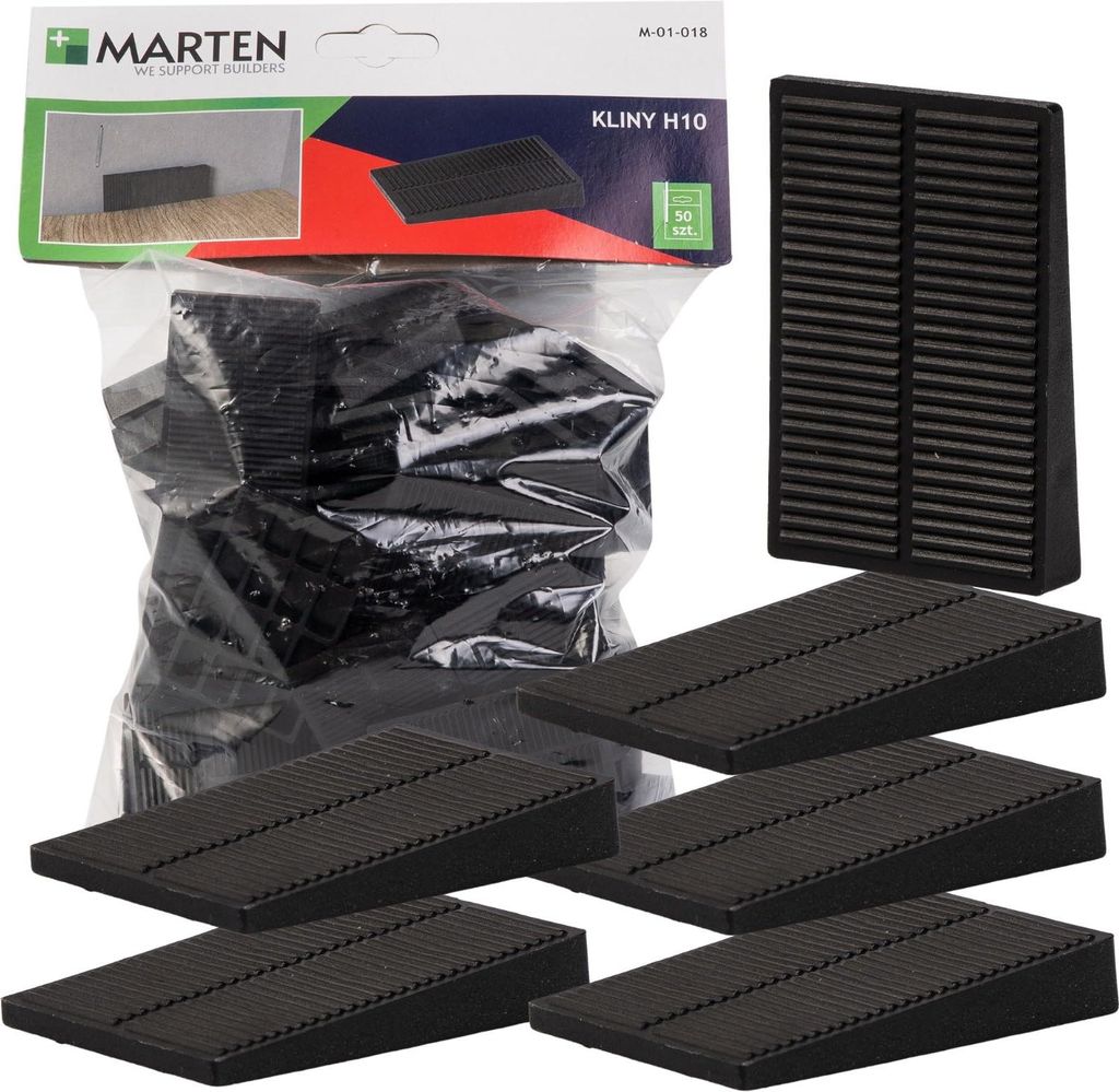 MARTEN Montagekeile Kunststoff - Universalkeile für präzises Ausrichten und Fixieren bei Türen, Fenstern und Dachlatten | 50 Stück | Schwarz, 1...