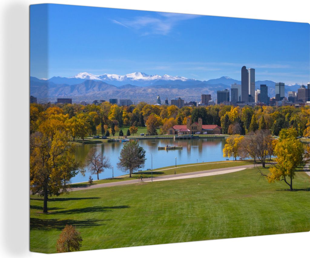 OneMillionCanvasses - Leinwandbilder - 140x90 cm, Denver - Park - Berg, Wandbilder Kunstdruck Wanddekoration - Foto auf Leinwand - Gemälde auf H...