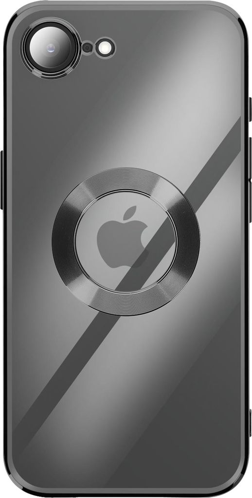 Avizar, iPhone 16 Hülle weiches Silikon mit Chromrand, Schwarz