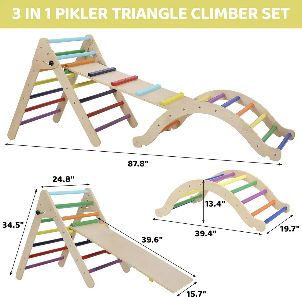 Triangle d'escalade pliable bois : la solution motricité enfant 3-7 ans