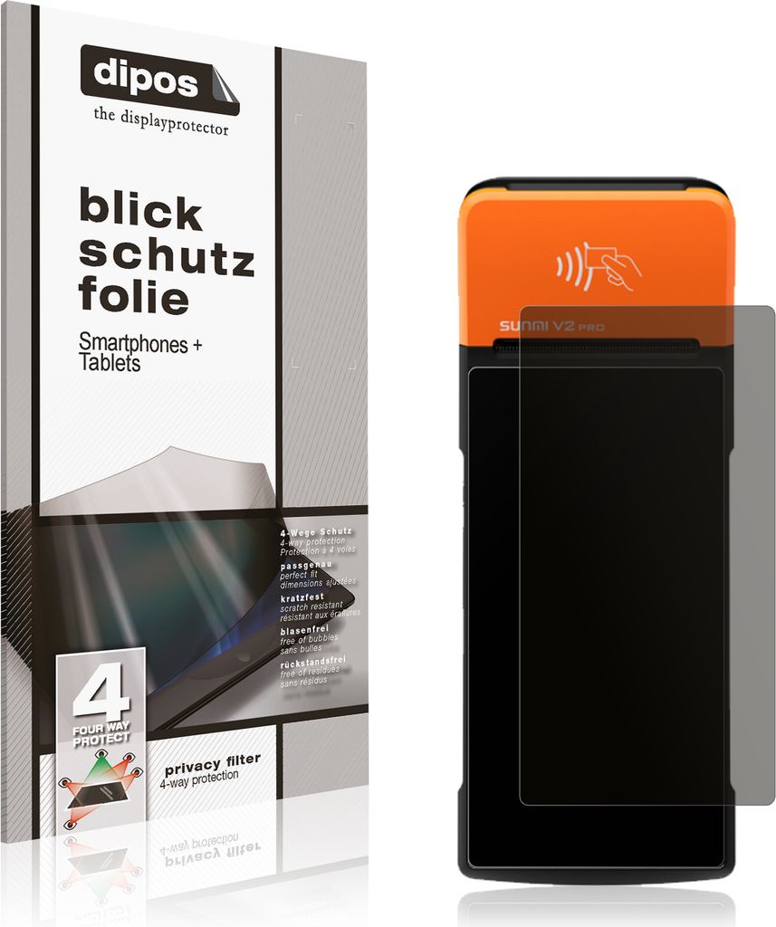 Blickschutzfolie für Sunmi V2 Pro matt Schutzfolie Folie Display Schutz dipos