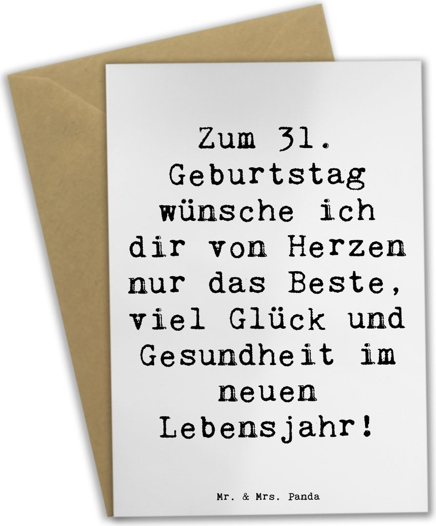 Mr. & Mrs. Panda Grußkarte Spruch 31. Geburtstag Liebe Wünsche - Weiß - Geschenk, einladungskarten, neues Lebensjahr, Alter, personalisierte Ges...