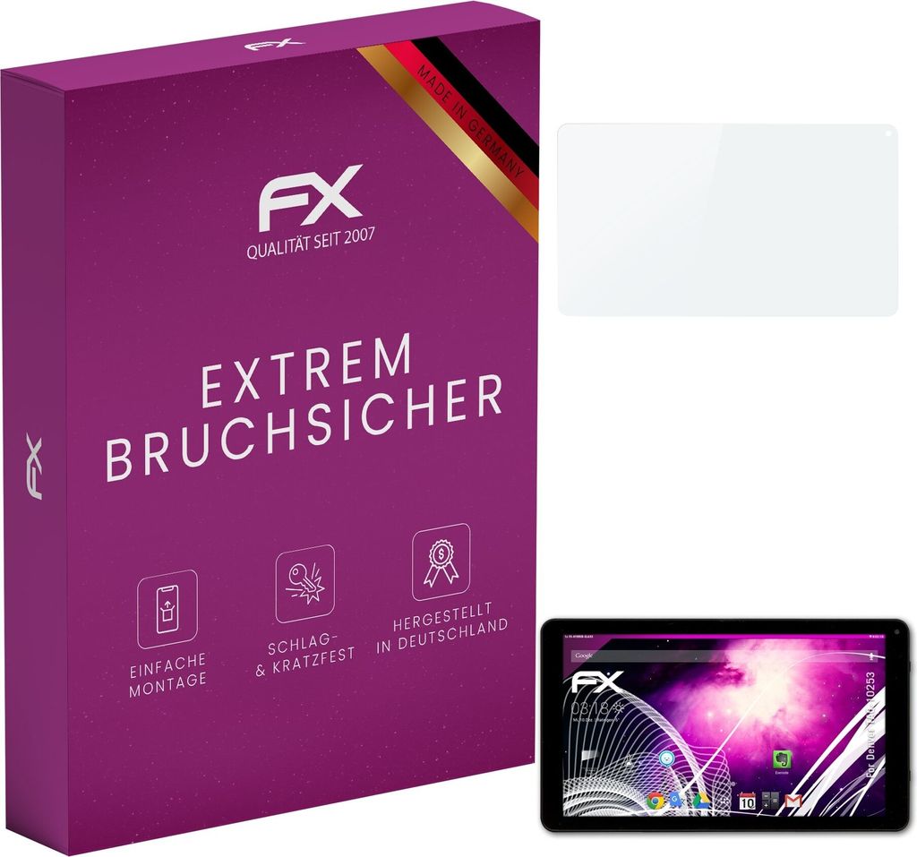atFoliX FX-Hybrid-Glass Displayfolie kompatibel mit Denver TAQ-10253 Glasfolie