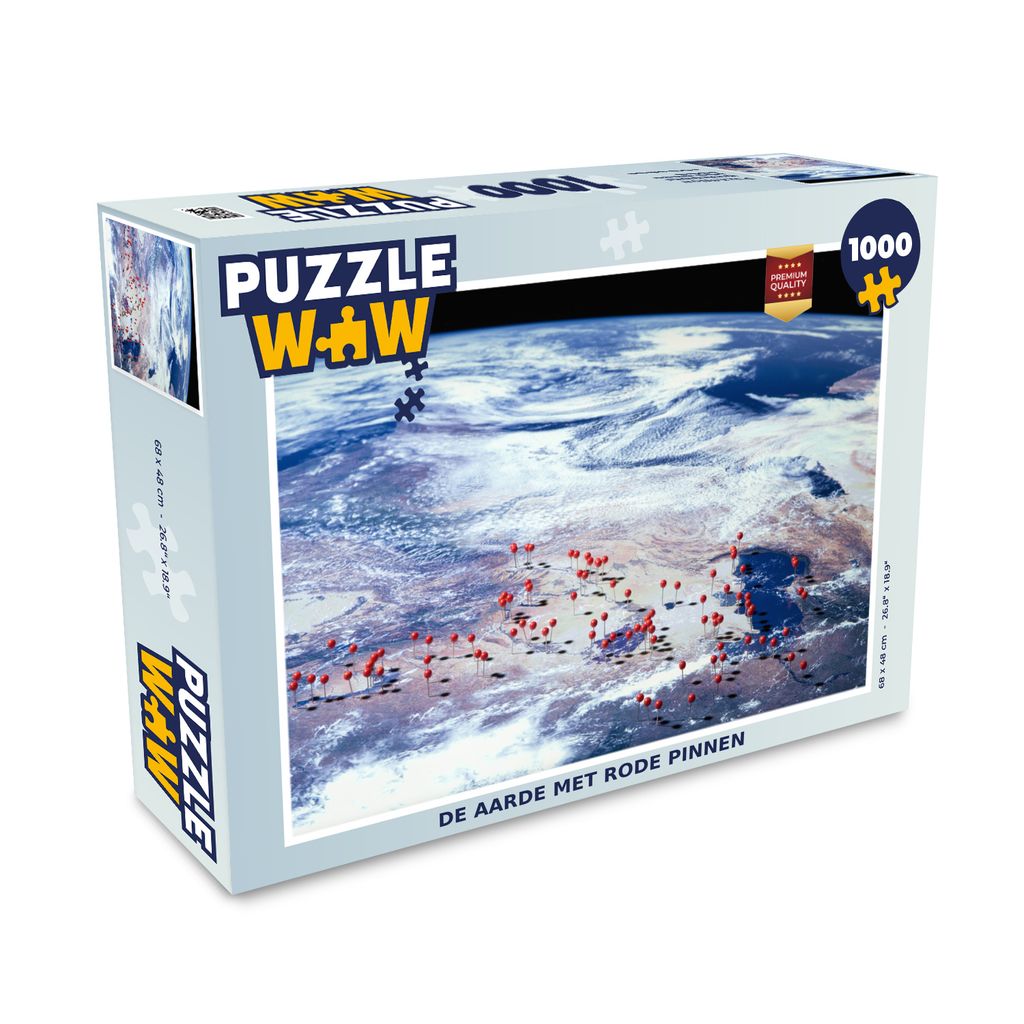 MuchoWow Puzzle 1000 Teile Die Erde mit roten Nadeln - Erwachsene - Rätsel