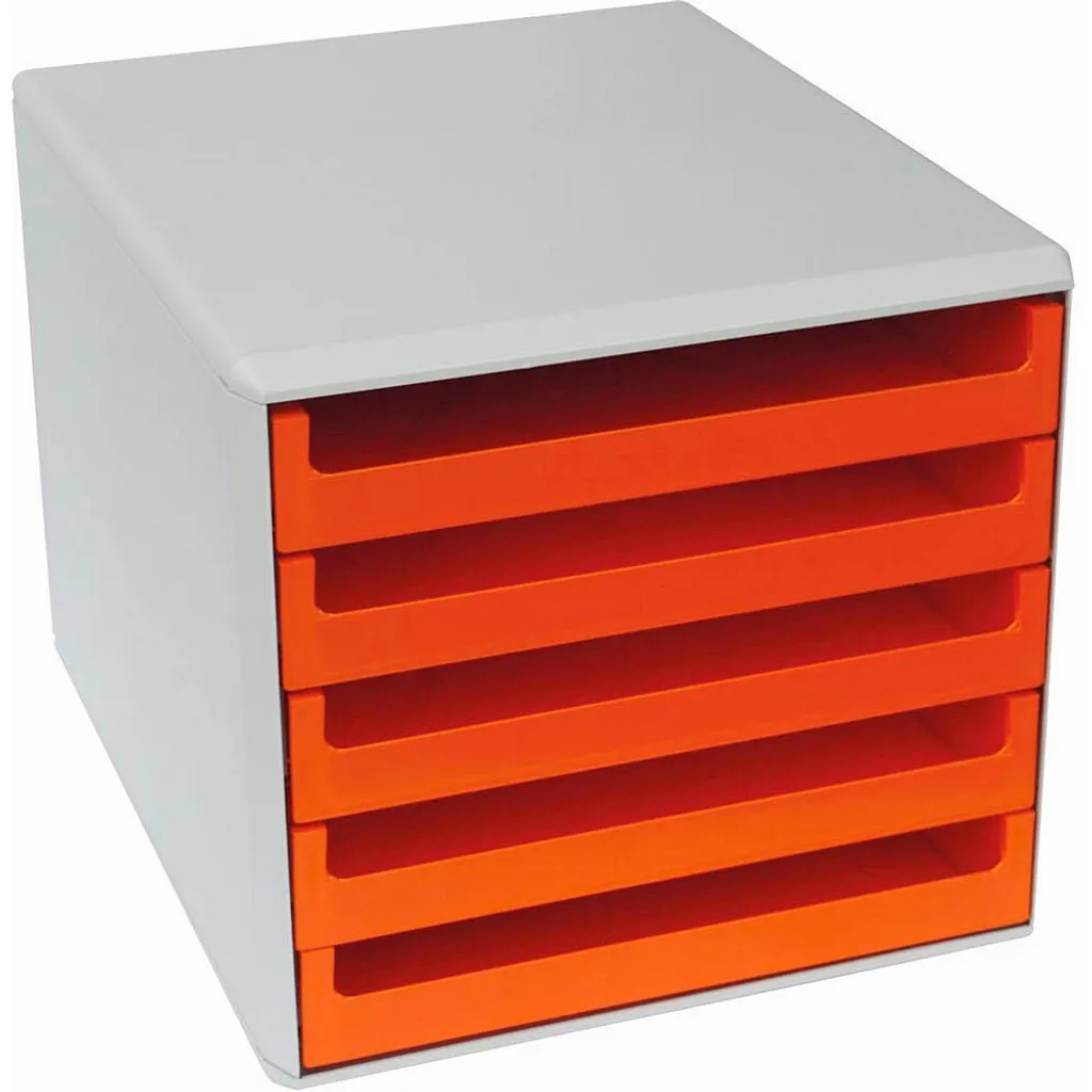 Boîte de tri A4 orange avec 5 tiroirs pour classer courrier et factures