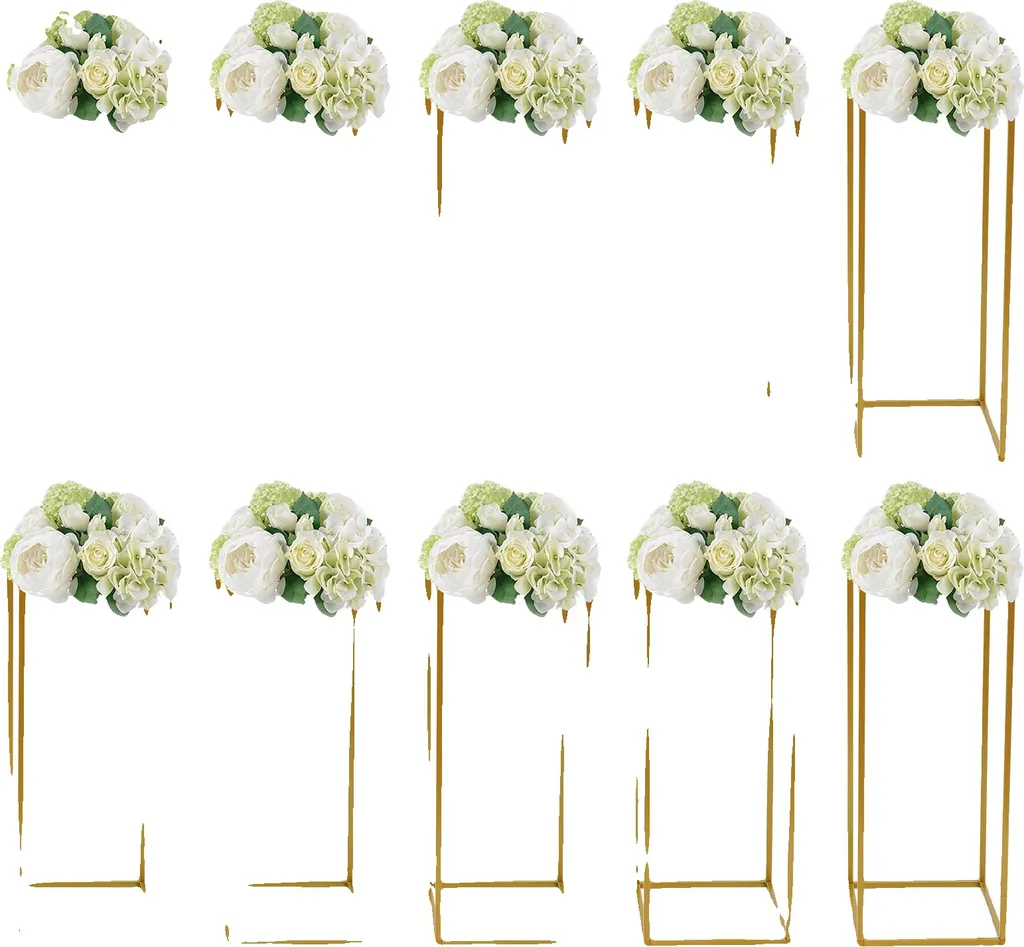 Design di stordimento in metallo dorato supporto fiore fiore fiore alto metallo