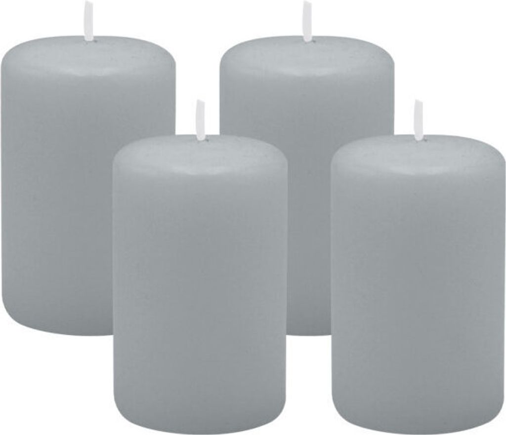 4er Set Adventskranzkerzen Silbergrau Ø 50 x 80 mm Produktbild 