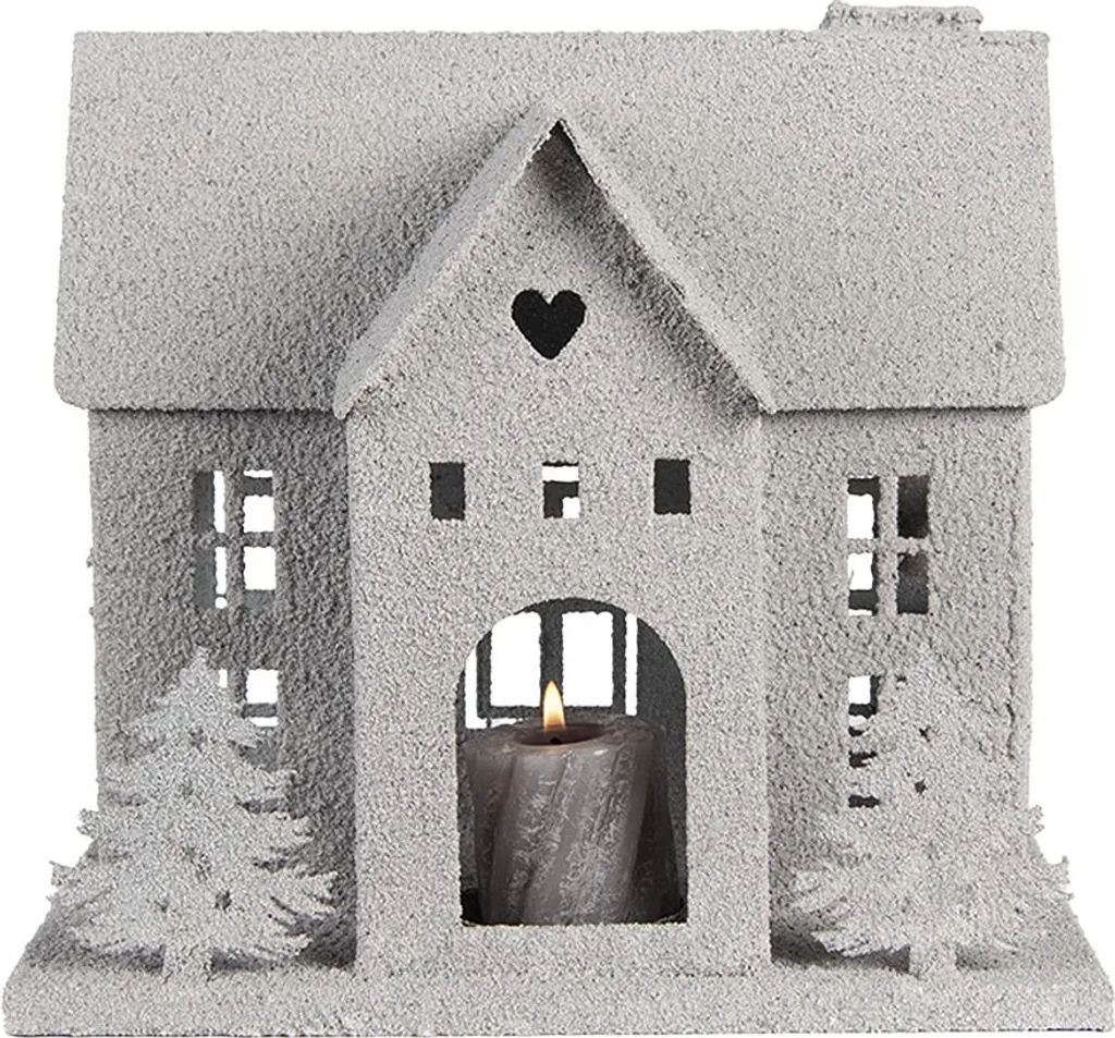 Maison Miniature Décorative en Métal Gris pour Ornement Intérieur