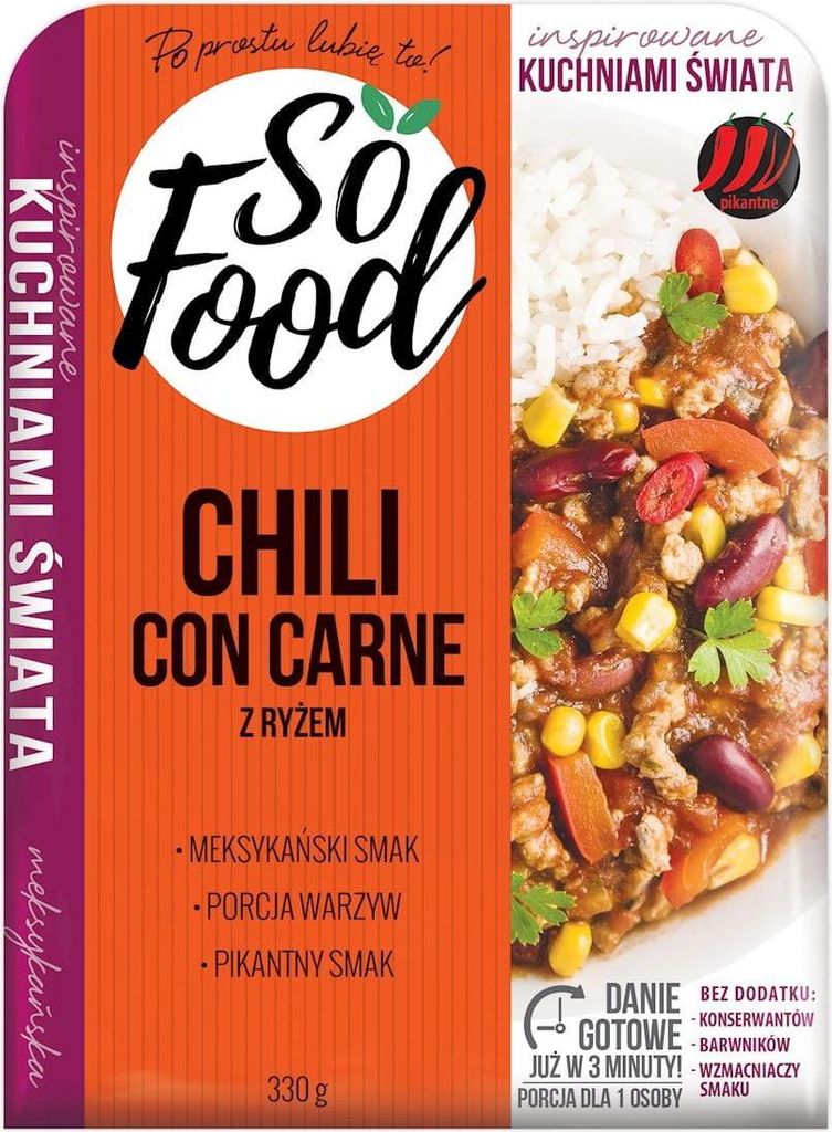 CHILI CON CARNE Z RYŻEM 330 g - SO FOOD