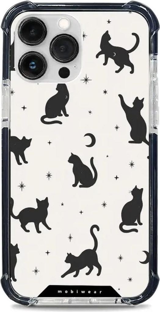 Handyhülle für iPhone 13 Pro Max mit MagSafe, Mobiwear Elite Bumper, Katzen-Nacht