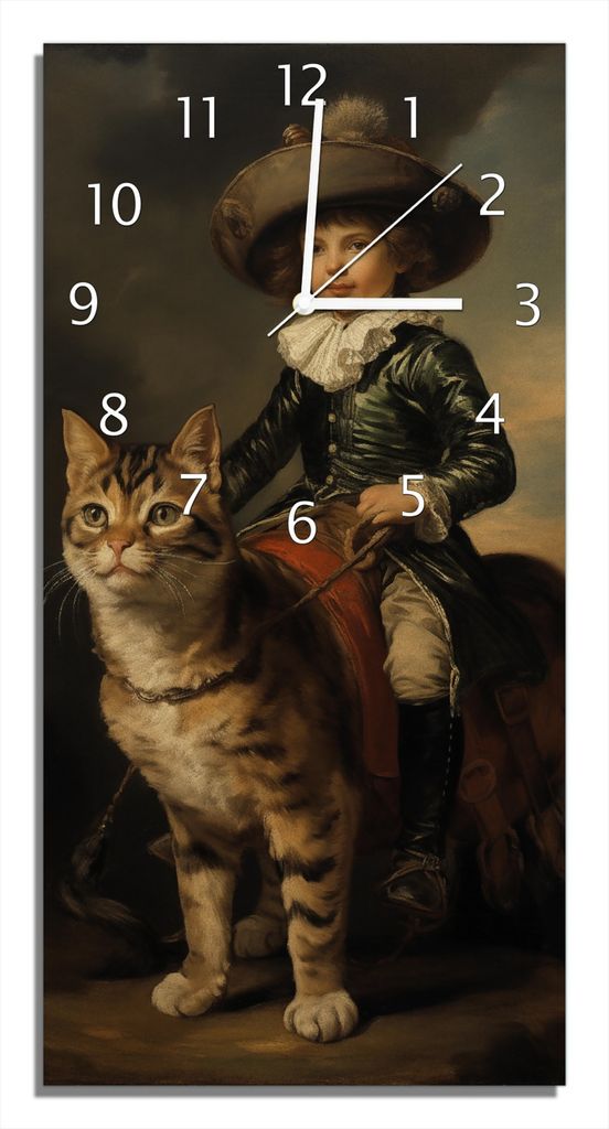 Wallario Design Wanduhr bedruckt, Größe 30 x 60 cm, Motiv: Aristokratisches Duo