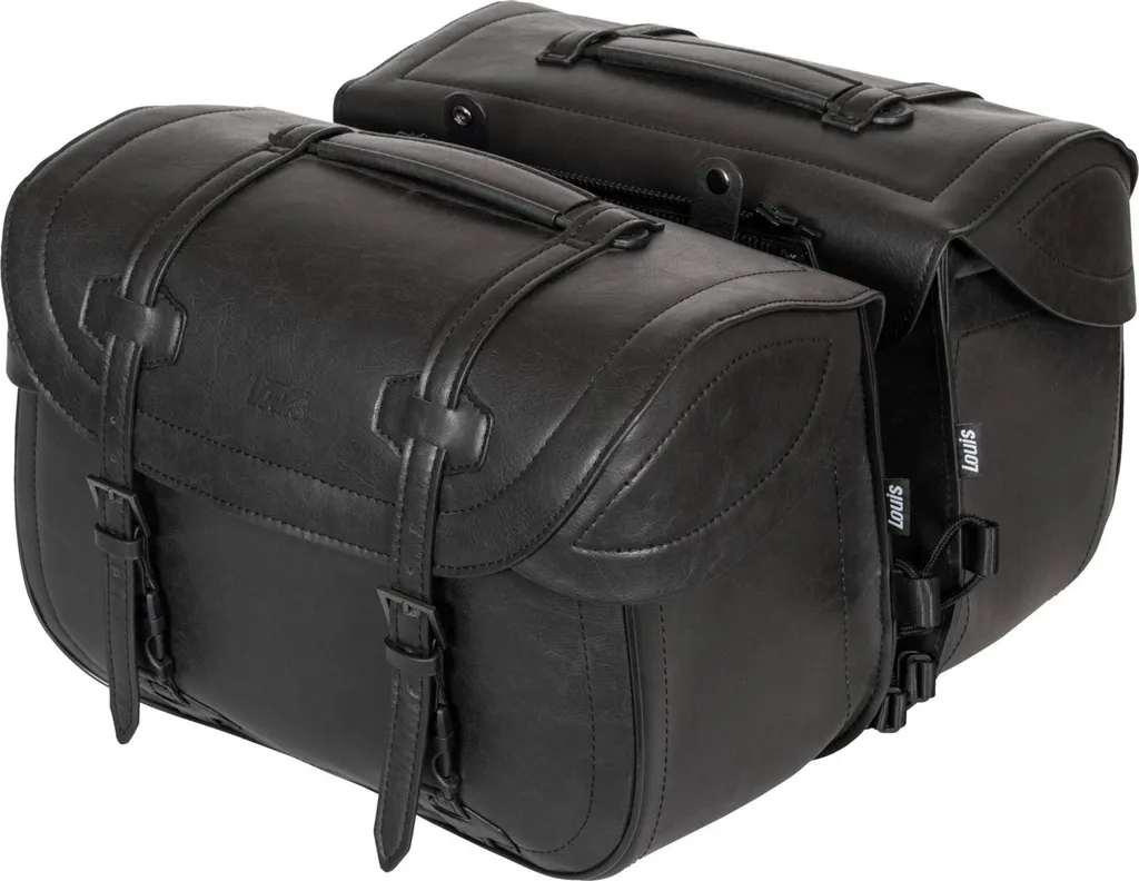Sacs de sécurité en cuir pour motocycle 2x27L - sacoches cavalières noires