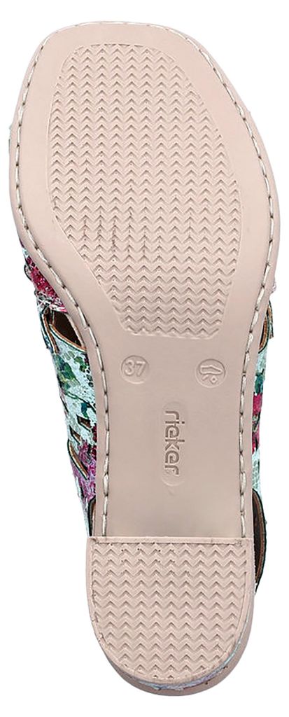 Rieker Damen Sandalette Hochfrontsandale Schaft Cut-Outs und Blockabsatz 64780, Größe:38 EU, Farbe:Grün
