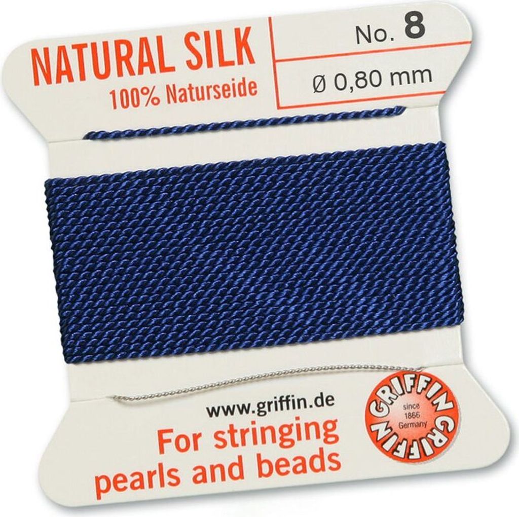 Perlseide Natur dunkelblau Nr-8-0,80mm - 2m / 1 Nadel Produktbild 