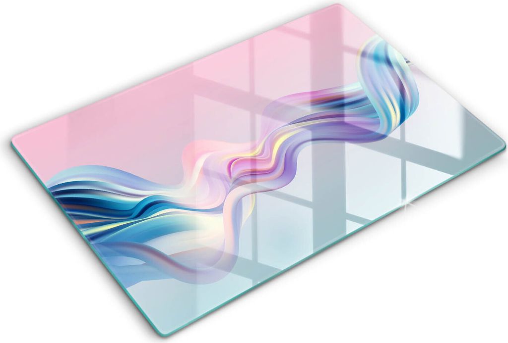Glasschneideplatte - Herdabdeckplatte - 80x52 cm -Schneidebrett - Spritzschutz -Pastell Abstraktion