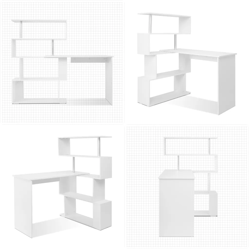 Bureau d'ordinateur pivotant blanc meuble d'angle modulable PRO
