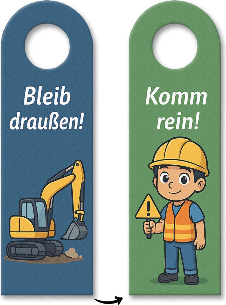 Bagger Cartoon Bleib draußen! Komm rein! Türhänger