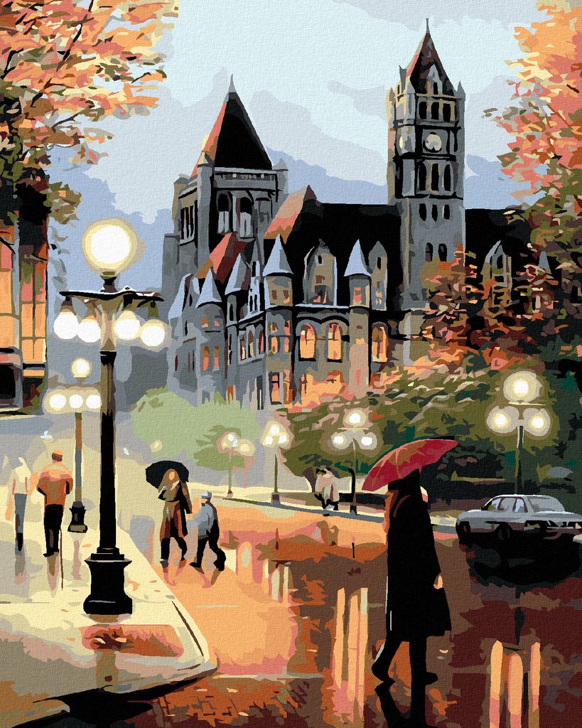 Diamondi - Diamond painting - AUF DER STRAßE VOR DEM RATHAUS, 40X50 cm, ohne Keilrahmen