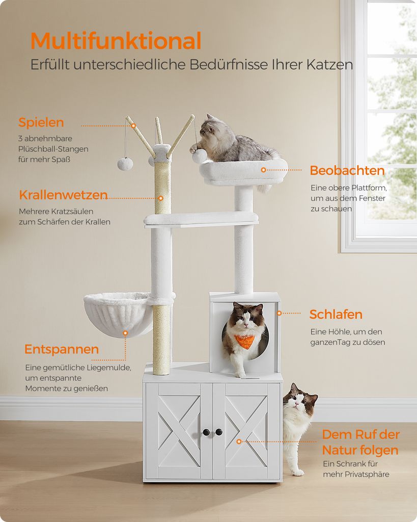 FEANDREA Kratzbaum, mit Katzenklo-Schrank abnehmbaren Produktbild 2