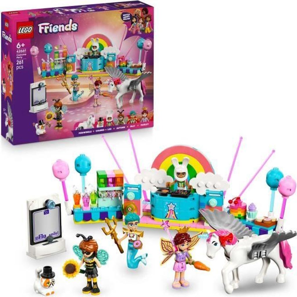 LEGO Friends 42661 Verkleidungsparty mit Einhorn und Fee, Bauset ab 6 Jahren, Inklusive Minipuppen, Mit Katze und Pferd