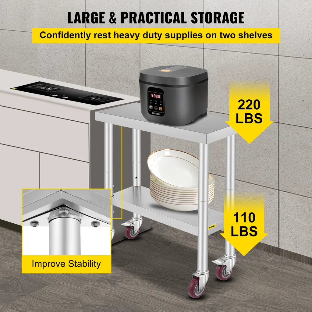 Tavolo Minimalista VEVOR Inox 762x305mm - Mobilità e Stile Urban - 4