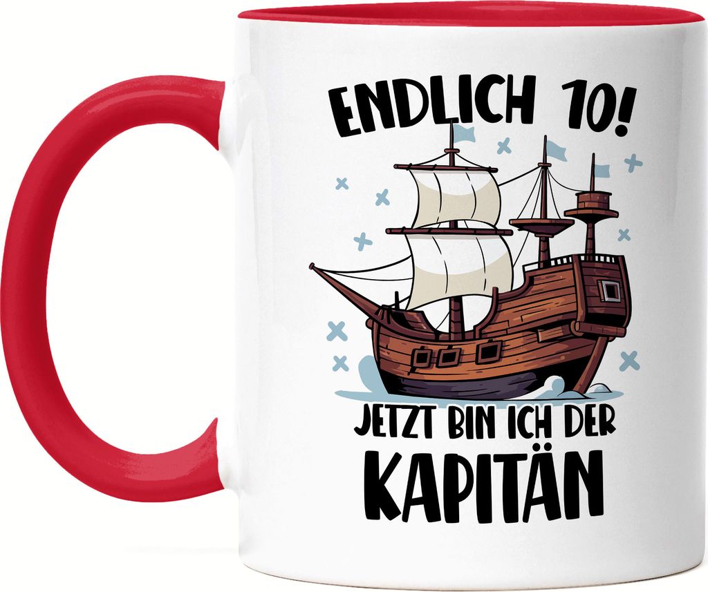 Geburtstag 10 Jahre Tasse Rot 10 Jahre 10. Geburtstag Pirat Piraten Motto