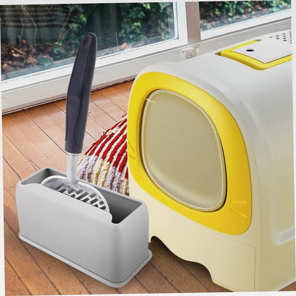 Streuschaufelhalter aus Kunststoff 17cm Grau Katzenstreuschaufelständer für Handelsübliche Schaufeln Aufbewahrung neben Katzentoilette für Orde...