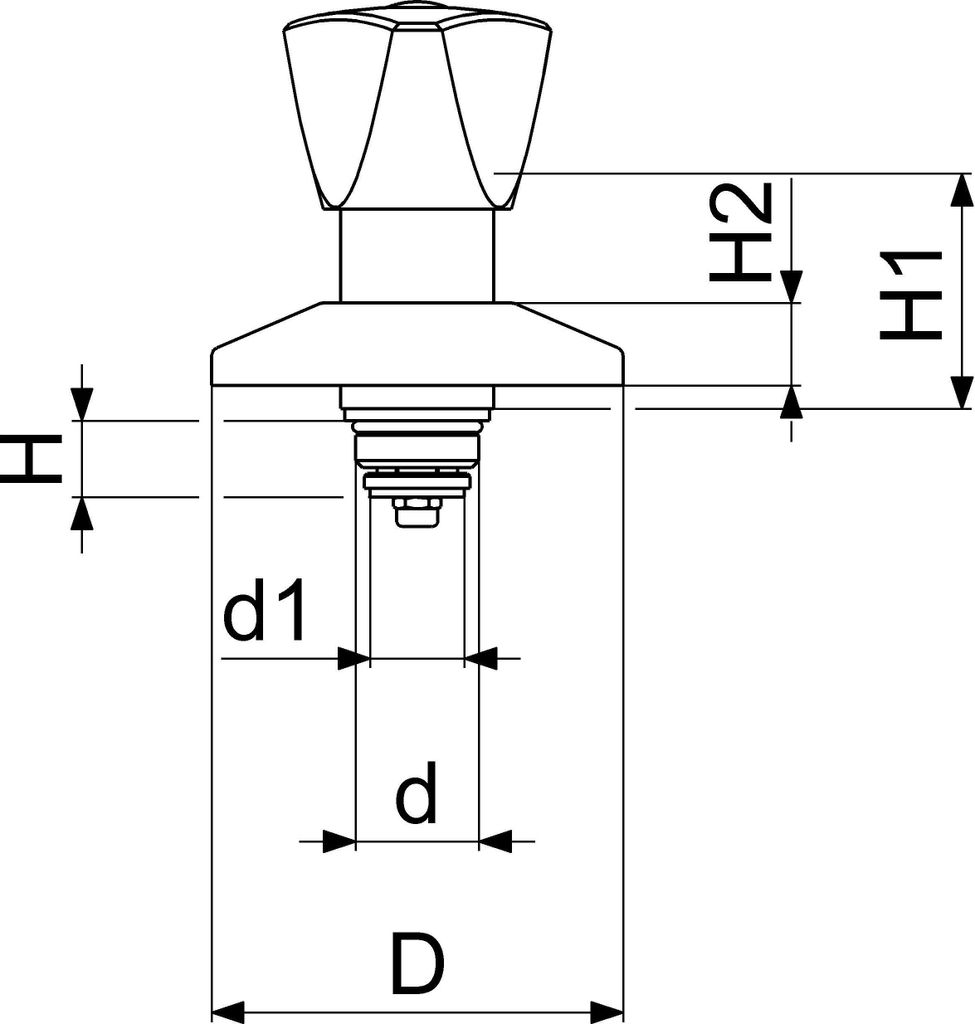 Js Unterputzventil-Oberteil 3-Kt.gr.,Huelse,Ros.,Dn15,1/2",Cr