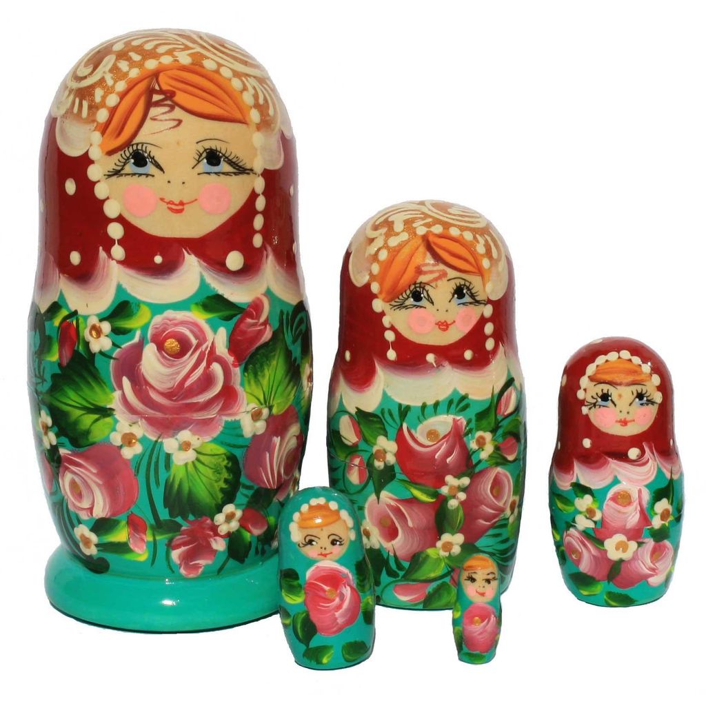 Matroschka Babuschka Matrjoschka Holzfiguren handbemalt Set Produktbild 
