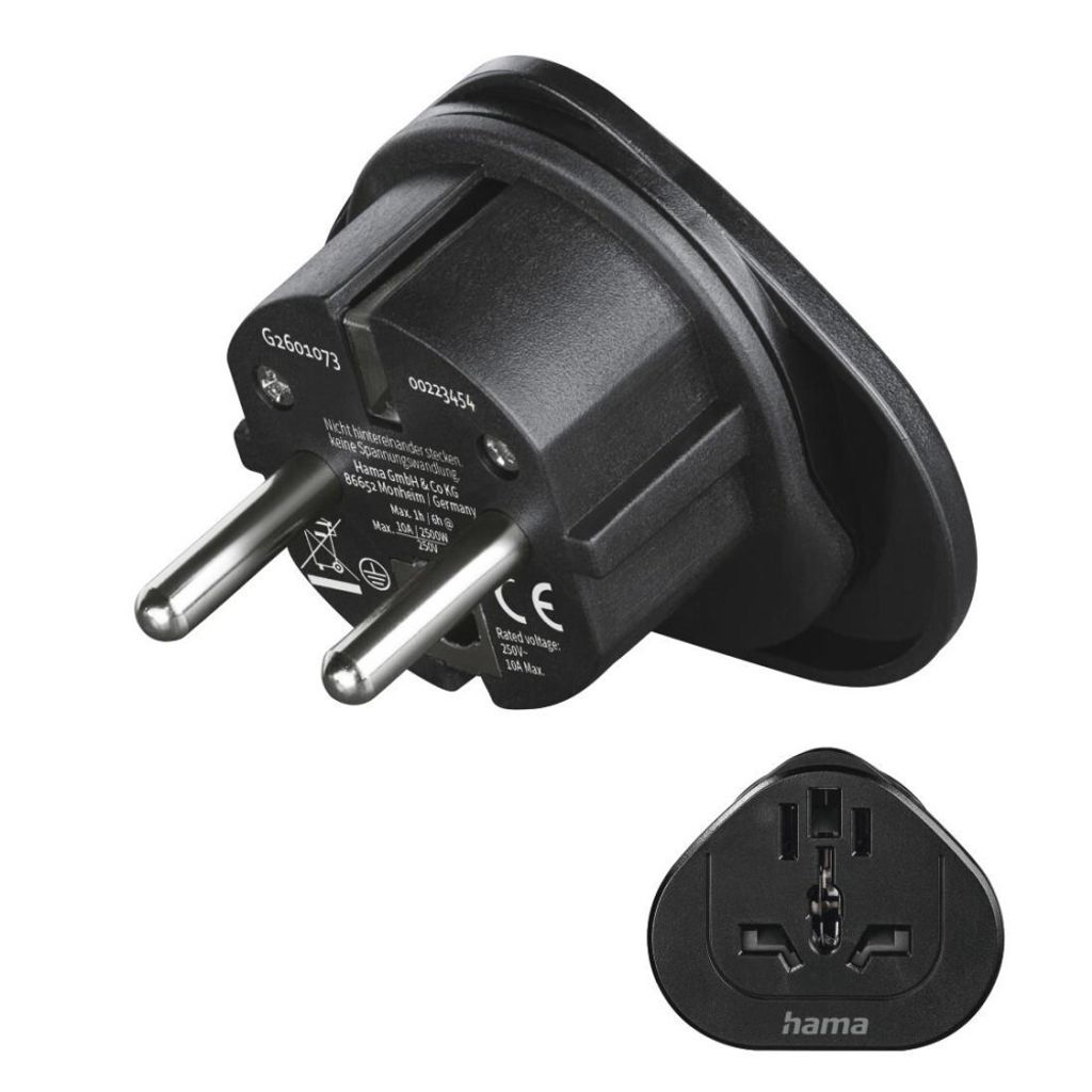 Adaptateur voyage type E et F, 3 pôles, univ., monde vers Image du produit 