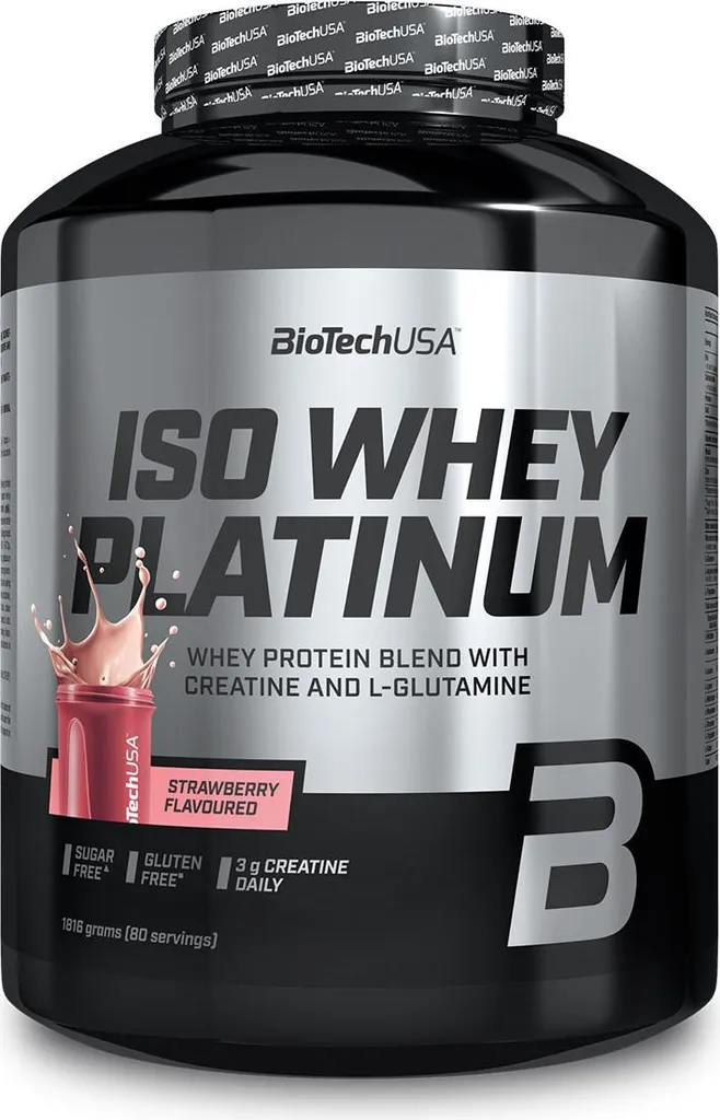 Protéine Isolat de Lactosérum Whey Platinum 1,8kg Saveur Fraise Douce