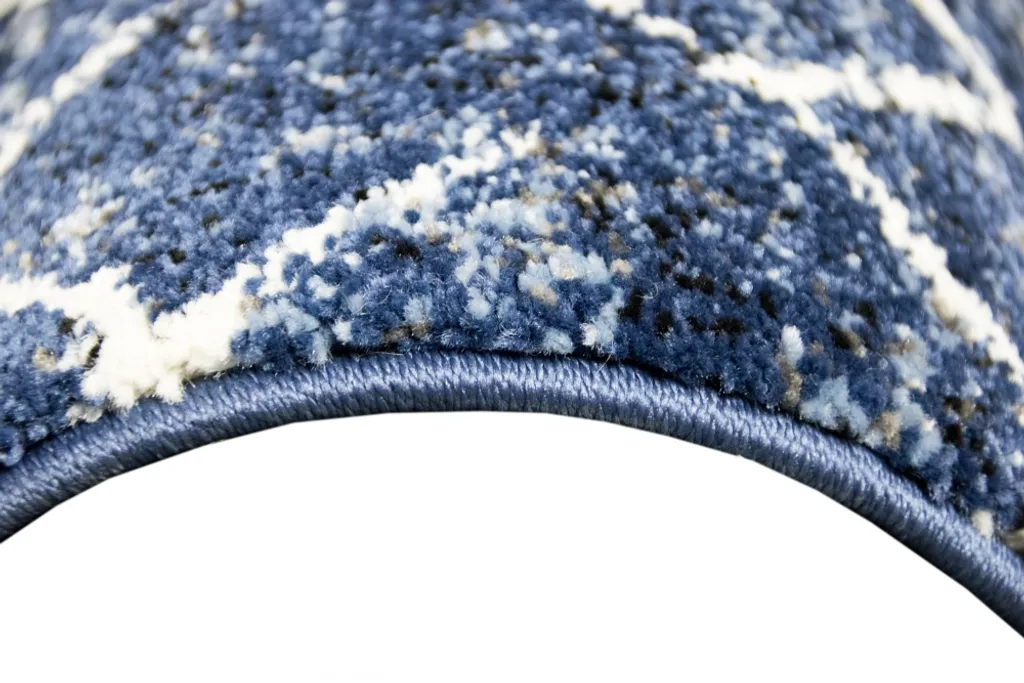 Tapis de salon moderne bleu crème 80x150 cm au design géométrique chic