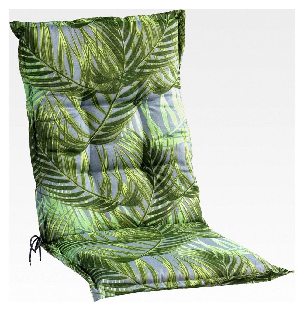 Sitzpolster für Gartenstühle mit Mittellehne | 50 cm x 110 cm | Grün mit Palmenmotiv | Baumwolle und Polyester