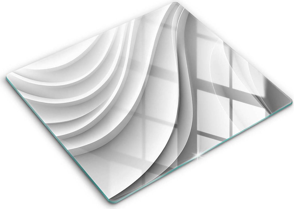 Glasschneideplatte - Herdabdeckplatte - 60x52 - Schneidebrett - Spritzschutz - Geometrische Linien