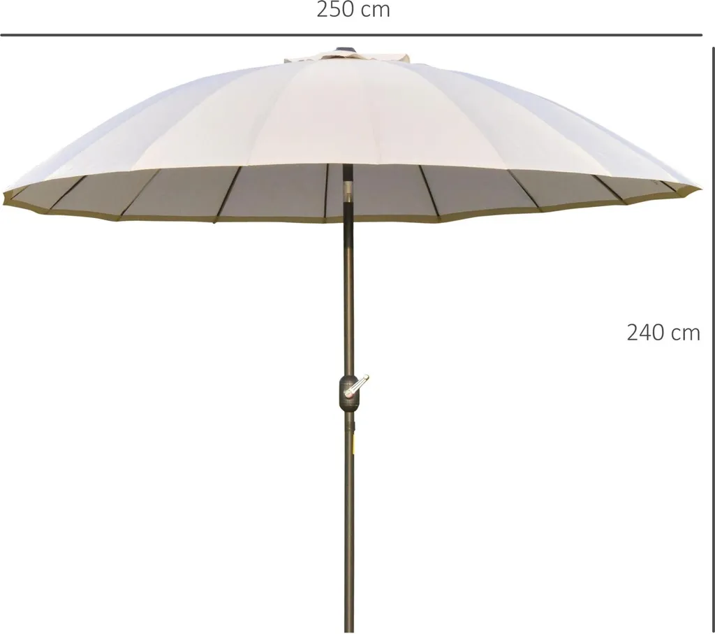 Parasol inclinable blanc Ø2,5 m avec manivelle haute précision extérieur - 4