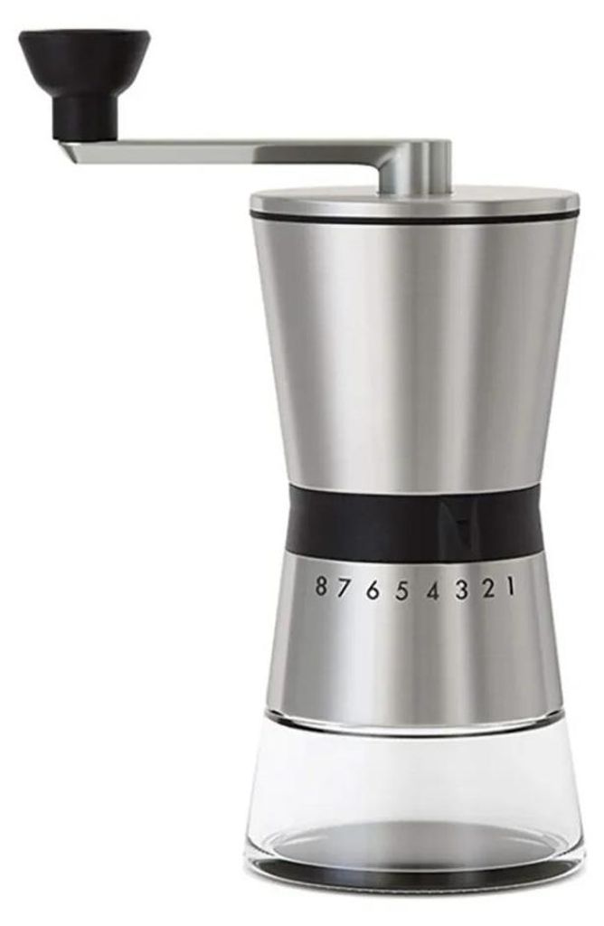 Manuelle Kaffeemühle - Hand-Kaffeemühle - Keramikmahlwerk - 8 Mahlgradeinstellungen - 304 Edelstahl - Glasbehälter 185 g - Bohnenbehälter 80 g ...