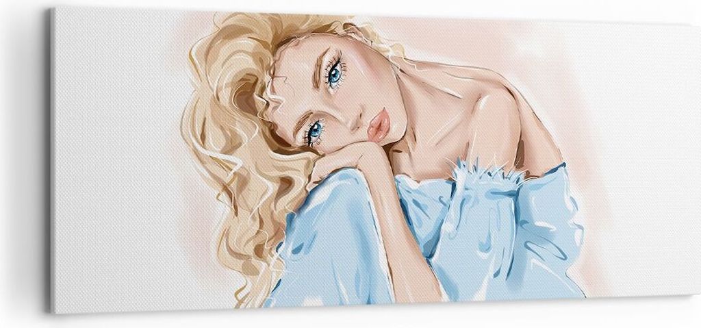 Bild auf Leinwand - Leinwandbild - Einteilig - Nachdenklich Frau Blond - 120x50cm - Wand Bild - Wanddeko - Wandbilder - Leinwanddruck - Bilder - Wa...