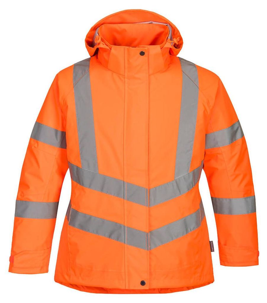 Damen Winterjacke abnehmbare Kapuze Arbeit Warnung orange XXL LW74