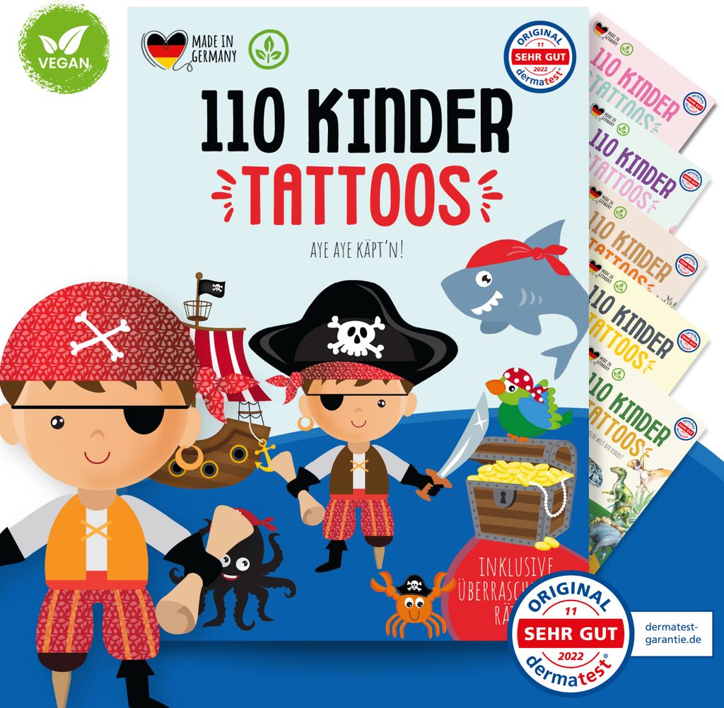 MeinBaby123 110 hautfreundliche Kindertattoos, Piraten Tattoos, Piraten Geburtstag, Piratenparty, Kindergeburtstag Mitgebsel (Piraten)