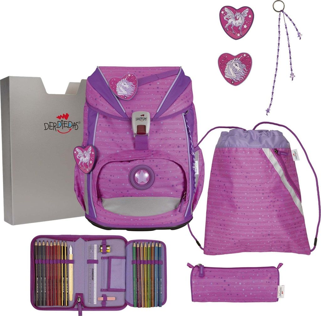 derdiedas Set di 5 borse ErgoFlex viola chiaro Unicorno Immagine del prodotto 