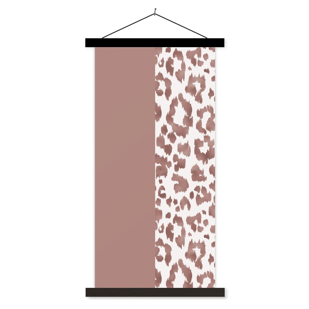 MuchoWow Textilposter Tiermuster - Rosa - Tiere 60x120 cm mit schwarzem Rahmen - Magnete