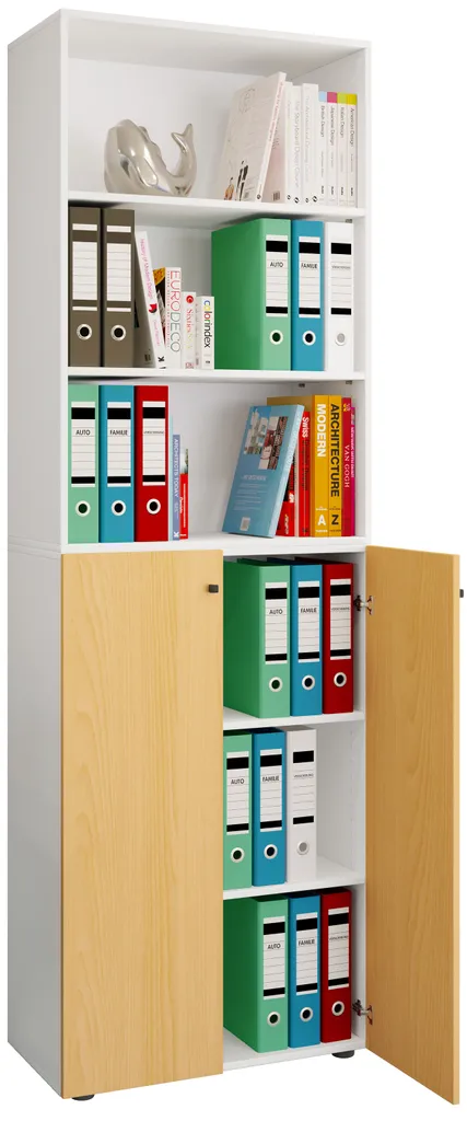 Armoire de bureau XL 220cm Regal Lona 6 cases robuste en bois mélaminé