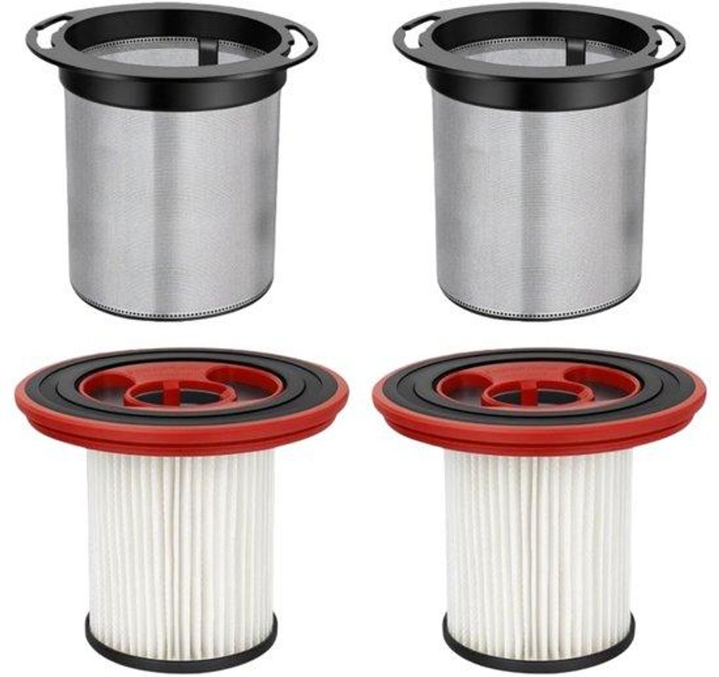 Ersatzfilter 2+2 Stücke für Draadloser Staubsauger Serie 7 - HEPA-Filter - Rostfreies Stahl - Waschbar - Vorfilter+Hauptfilter