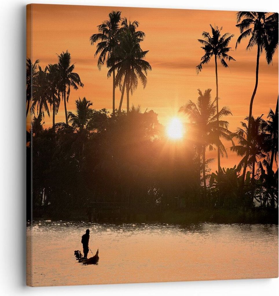 Bild auf Leinwand - Leinwandbild - Palme Fluss Sommer - Produktbild 