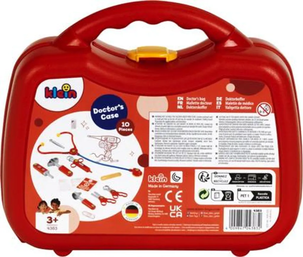 Mallette médicale enfant rouge et grise 12 pièces avec stéthoscope pro - 12