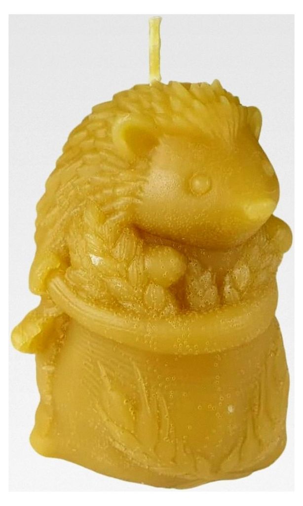 Igelkerze aus Bienenwachs im Sack 9 cm – handgegossene Figurenkerze