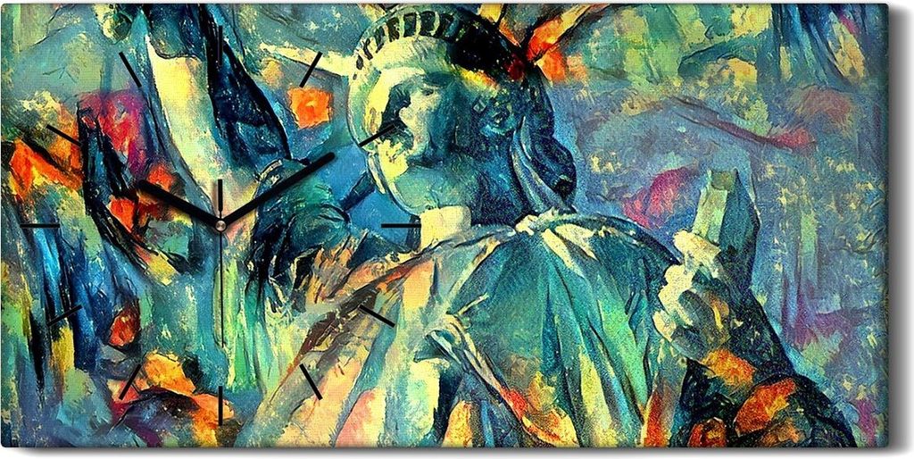 Dekor Leinwand Uhr Wandbilder Geräuschlos 60x30 New York Freiheits Statue - schwarze Hände
