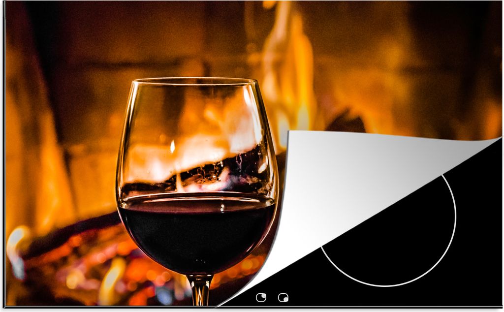 KitchenYeah Herdabdeckplatte Leckerer Rotwein für den Holzofen , 90x52cm, Küche Deko, Glaskeramikkochfeld Herdabdeckung, Abdeckplatte fùr Koch...